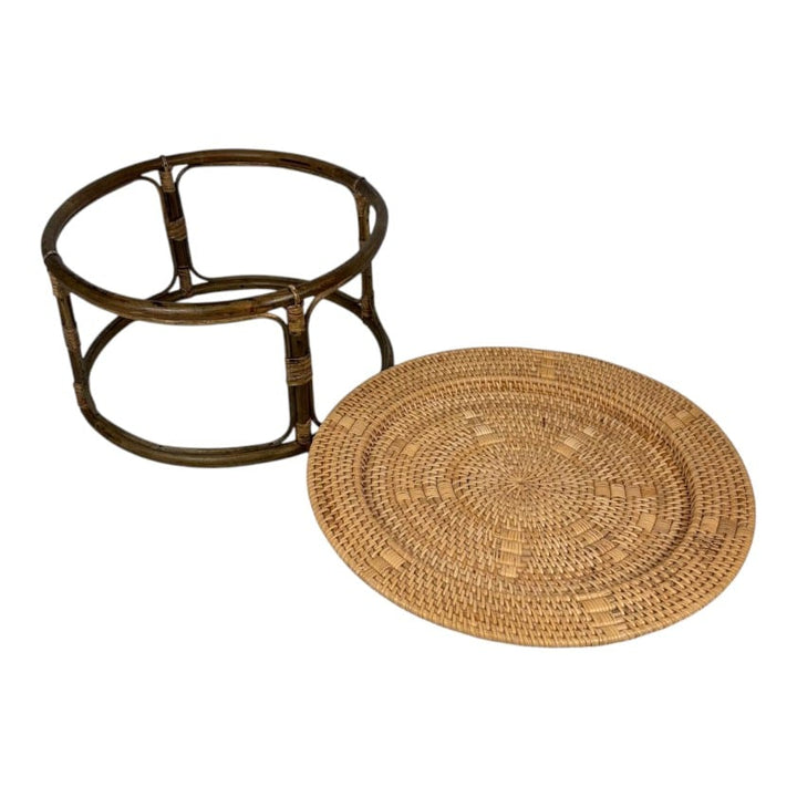 Round Rattan Serving Stand