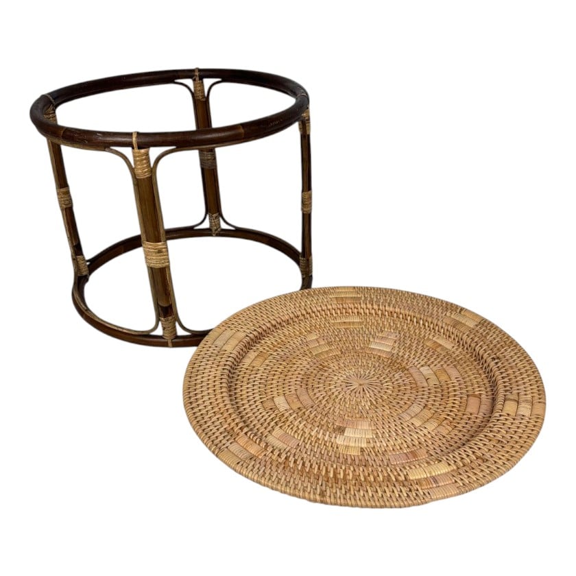 Round Rattan Serving Stand