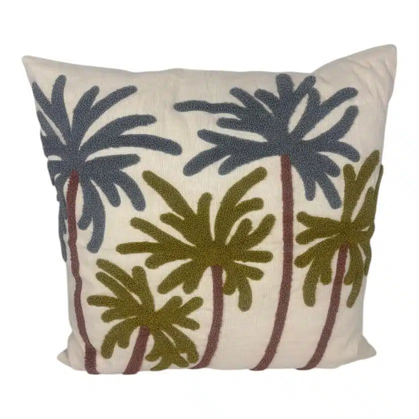 Scatter Cushion Embroidered Multi Palms with Inner