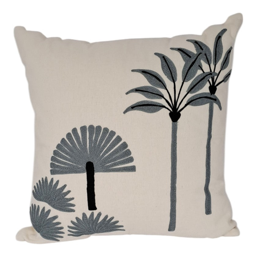 Scatter Cushion Embroidered Palm Fan with Inner