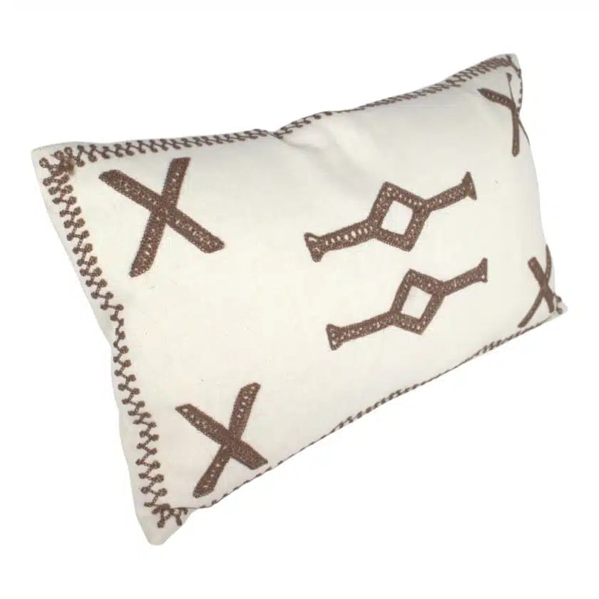 Scatter Cushion Embroidered Chocolate Rectangular with Inner