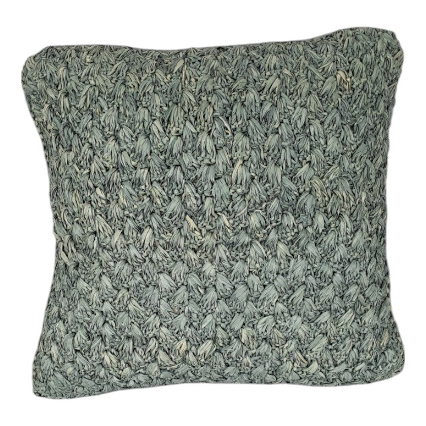 Scatter Cushion Raffia in Soft Aqua Blue with Inner