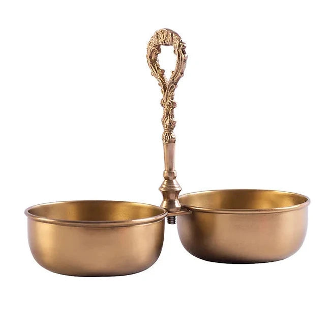 Antique Brass Twin Serving Bowl