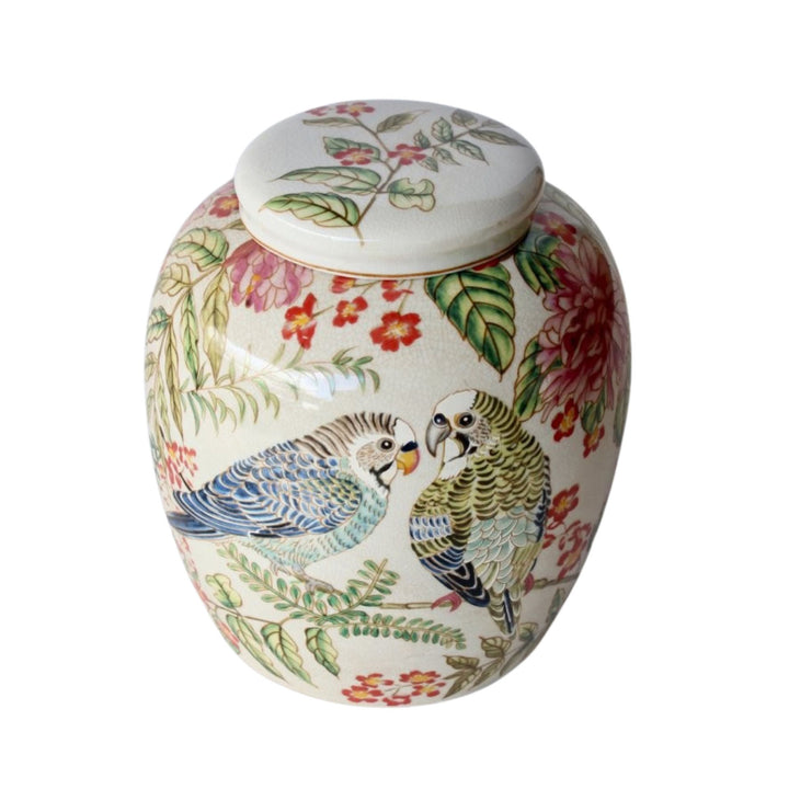 Ceramic Jar Colourful Budgie