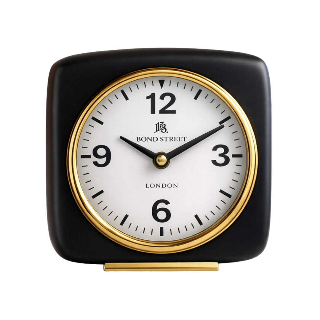 Black and Brass Modern Table Clock