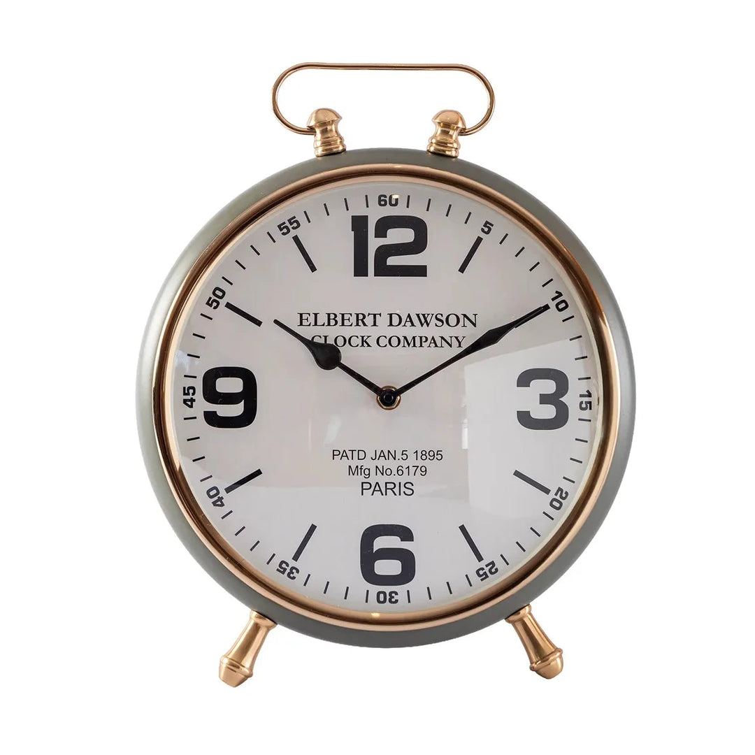 Round Gold & Khaki Green Standing Clock