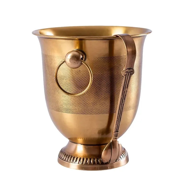 Ice Bucket French with Tongs - Brass or Silver
