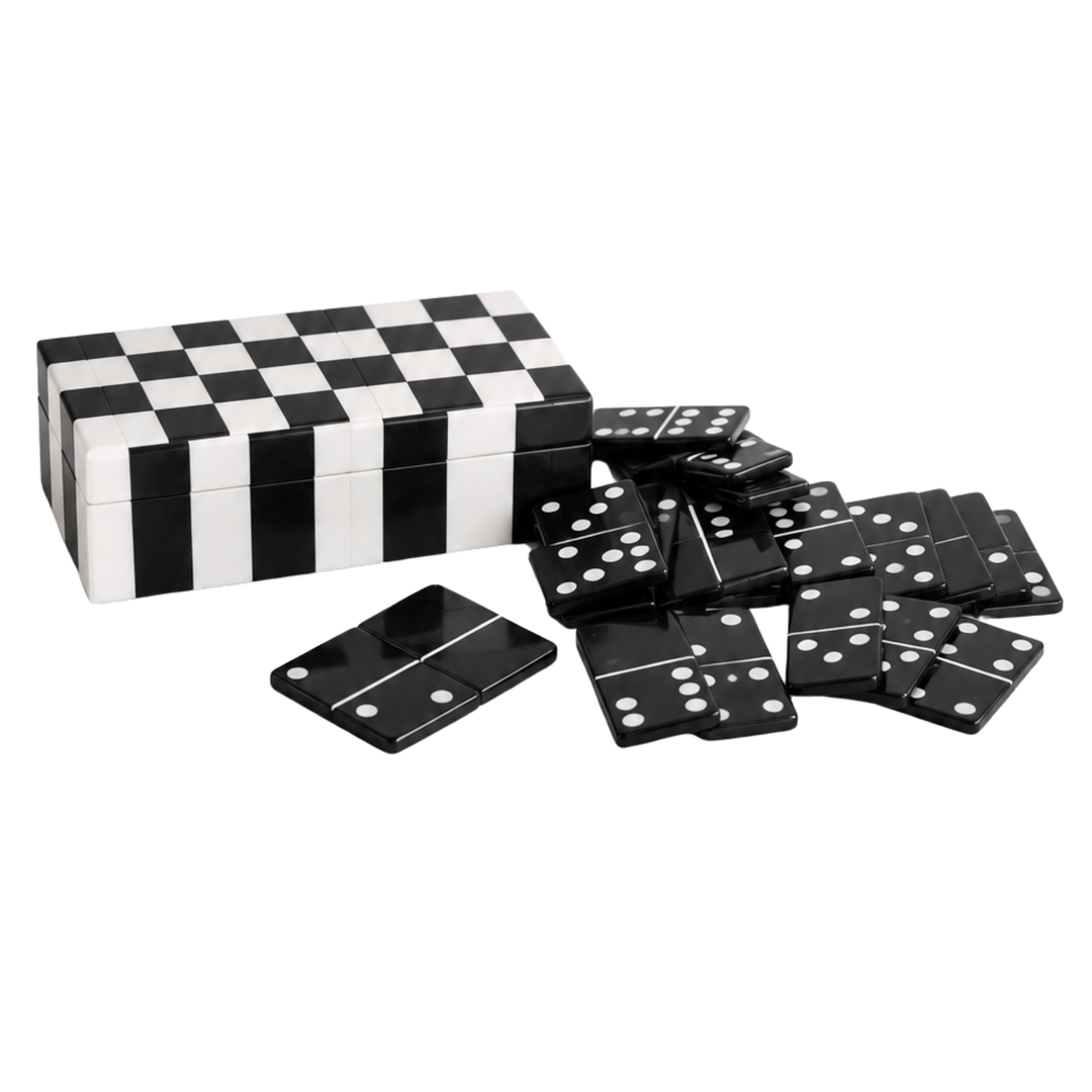 Games - Black and White Checked Domino Set