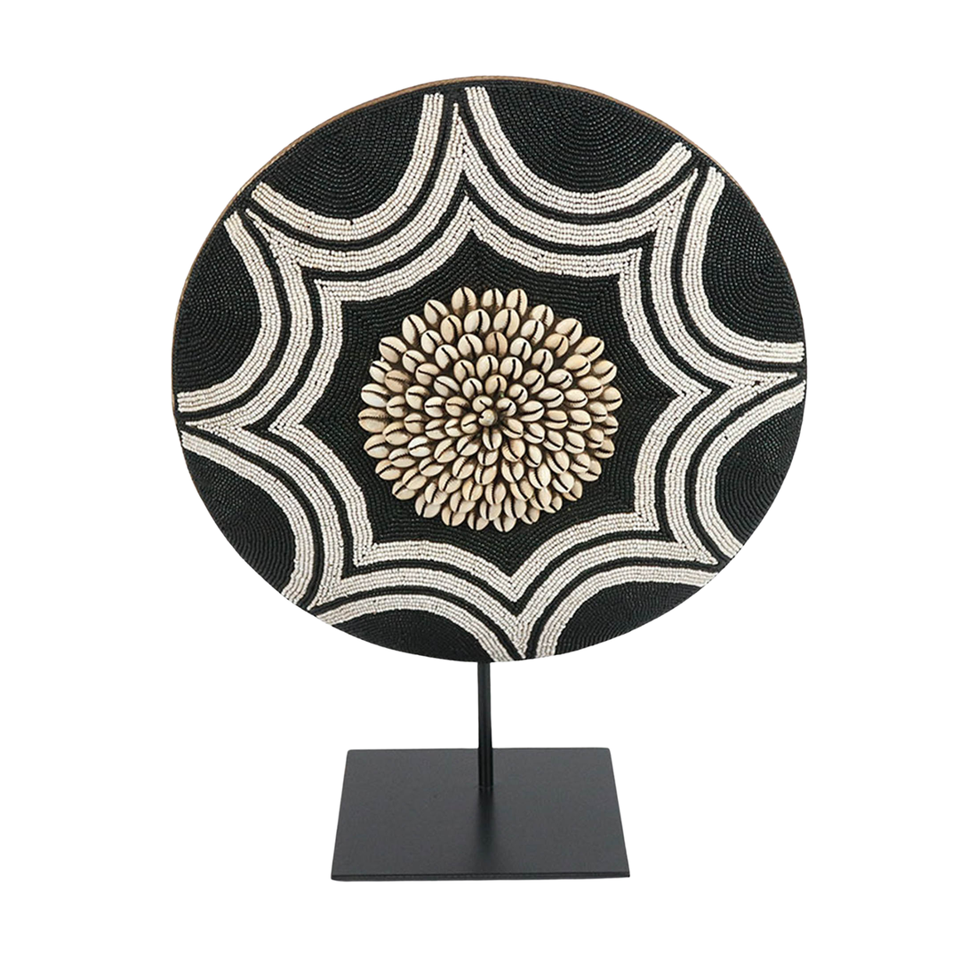 Beaded & Kori Shell Decorative Shield on Stand