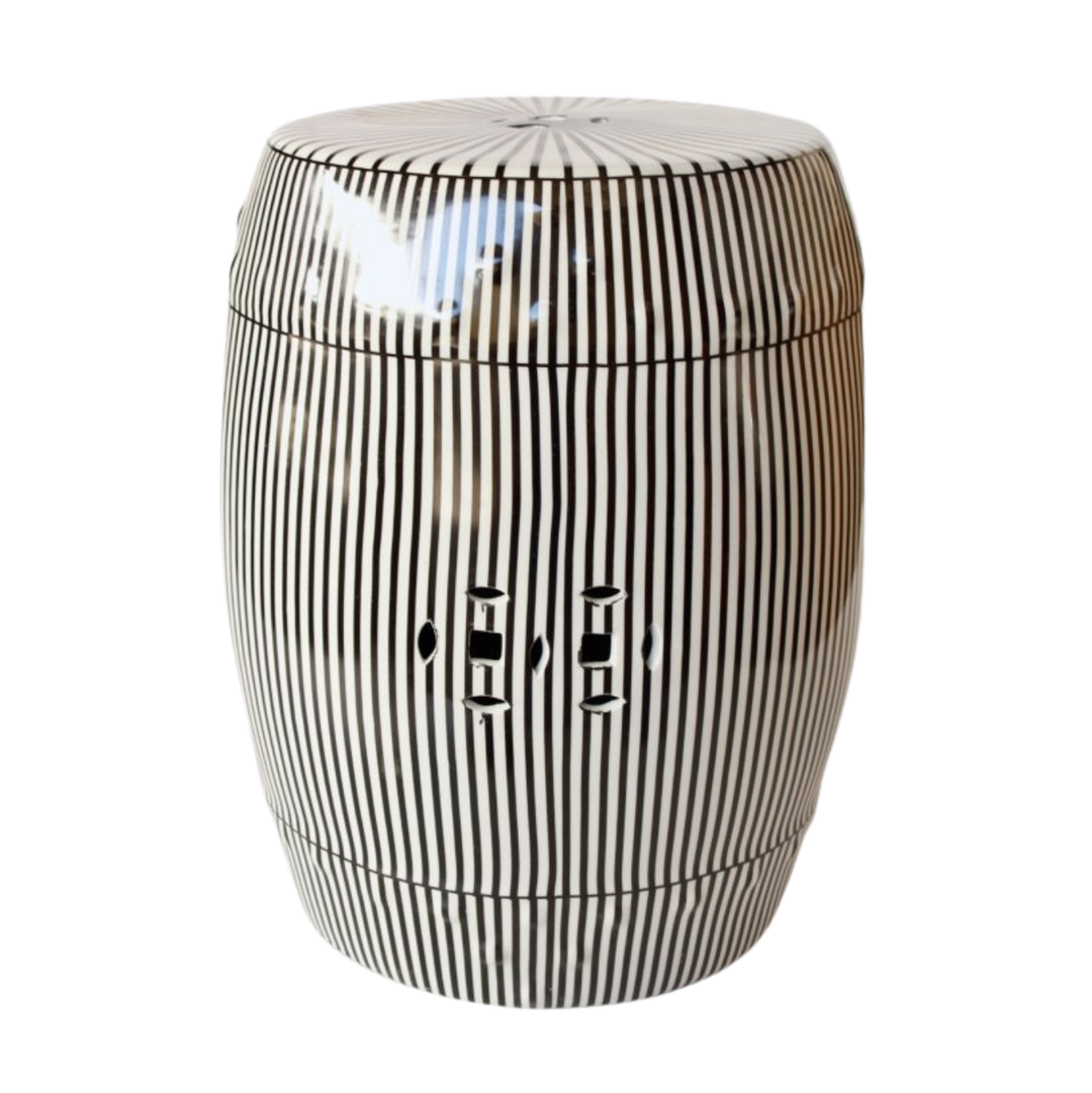 Black & White Stripe Ceramic Stool