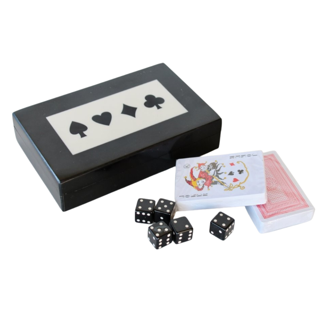 Games - Black and white card and dice box