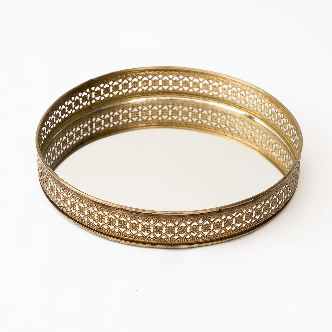 Tray - Brass detailed mirror