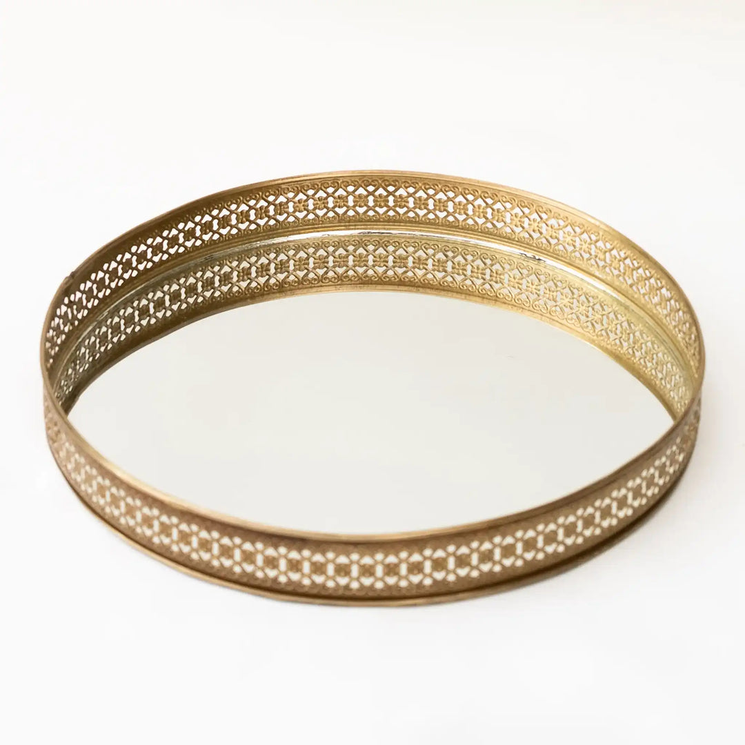 Tray - Brass detailed mirror