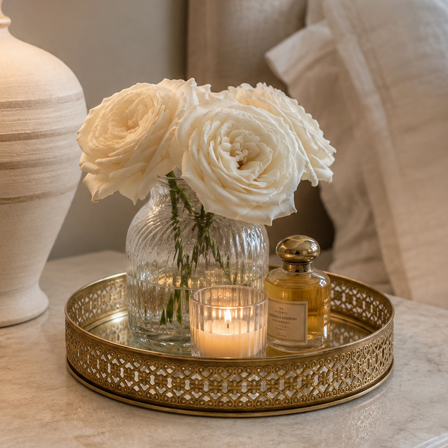 Brass detailed mirrored Tray