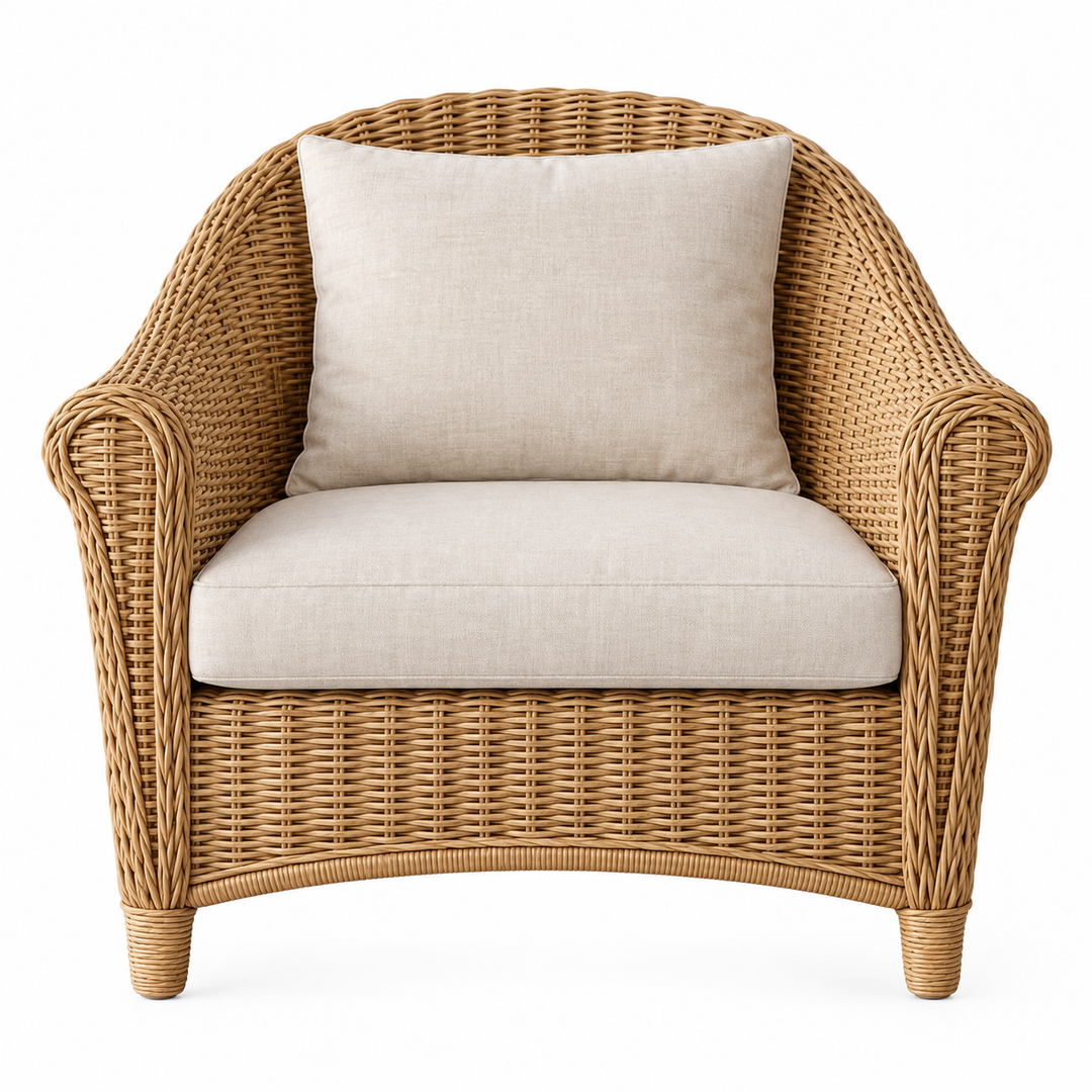 Outdoor Synthetic Rattan Style Chair with Cushions