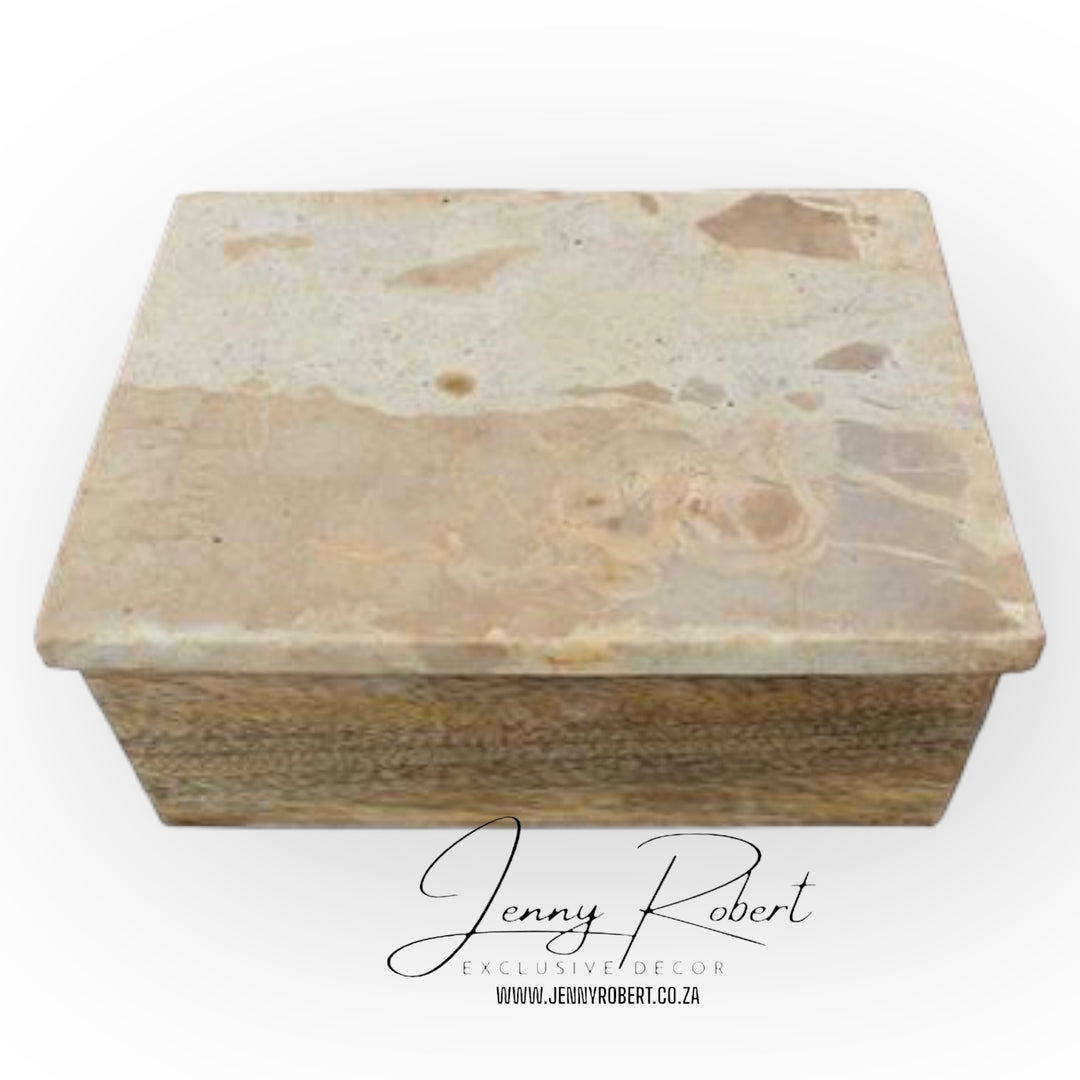 Marble and Wood Box with Lid Neutrals
