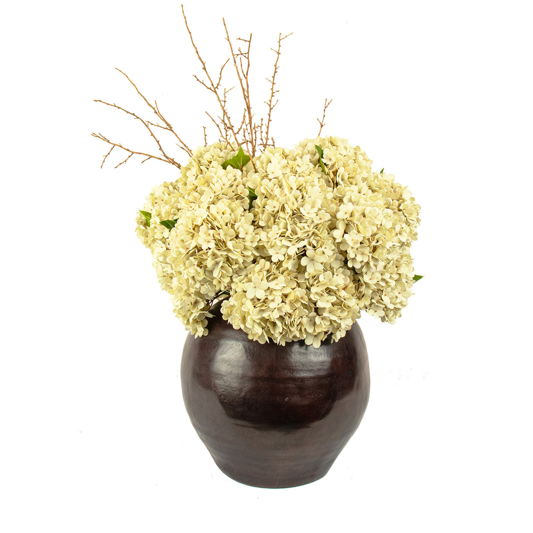Faux Cream Dry Hydrangea Arrangement in Caesar Pot (93cm) H