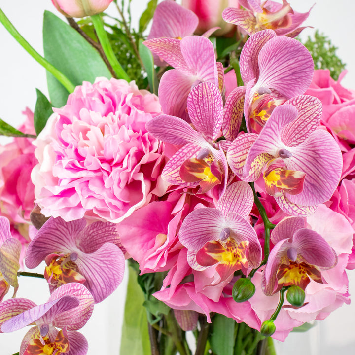 Faux Large Pink Hydrangea Arrangement 80cm (H)