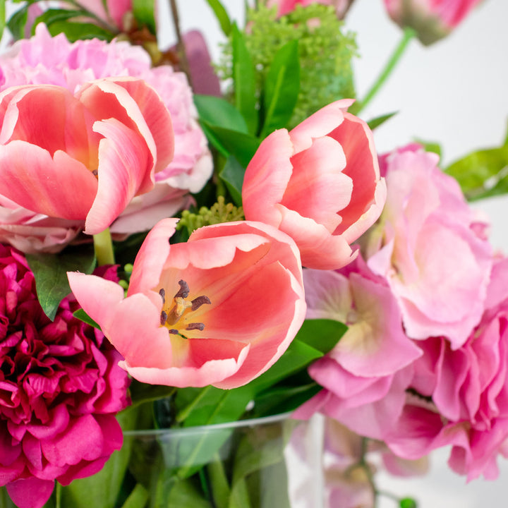 Faux Large Pink Hydrangea Arrangement 80cm (H)
