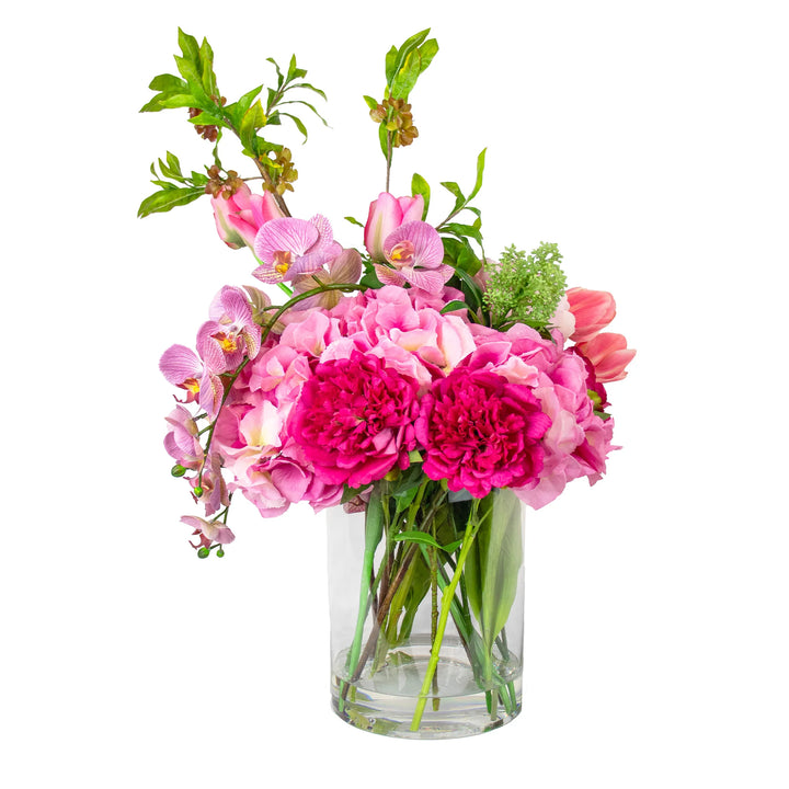 Faux Large Pink Hydrangea Arrangement 80cm (H)