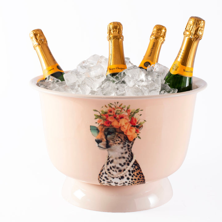 Metal Floral Cheetah Champagne Cooler/Tub