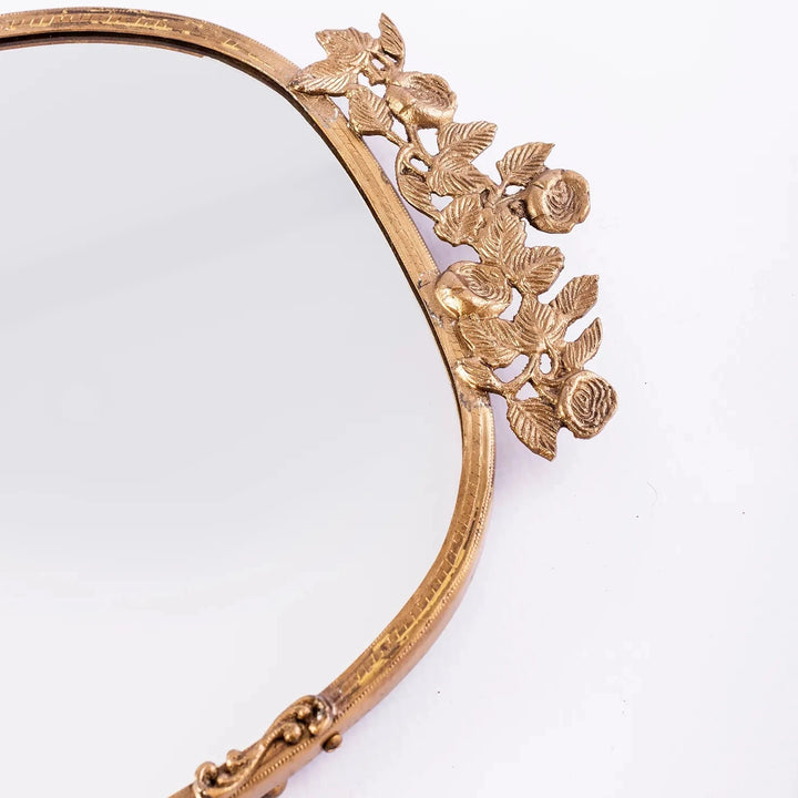 Brass Rose detailed Mirrored Tray
