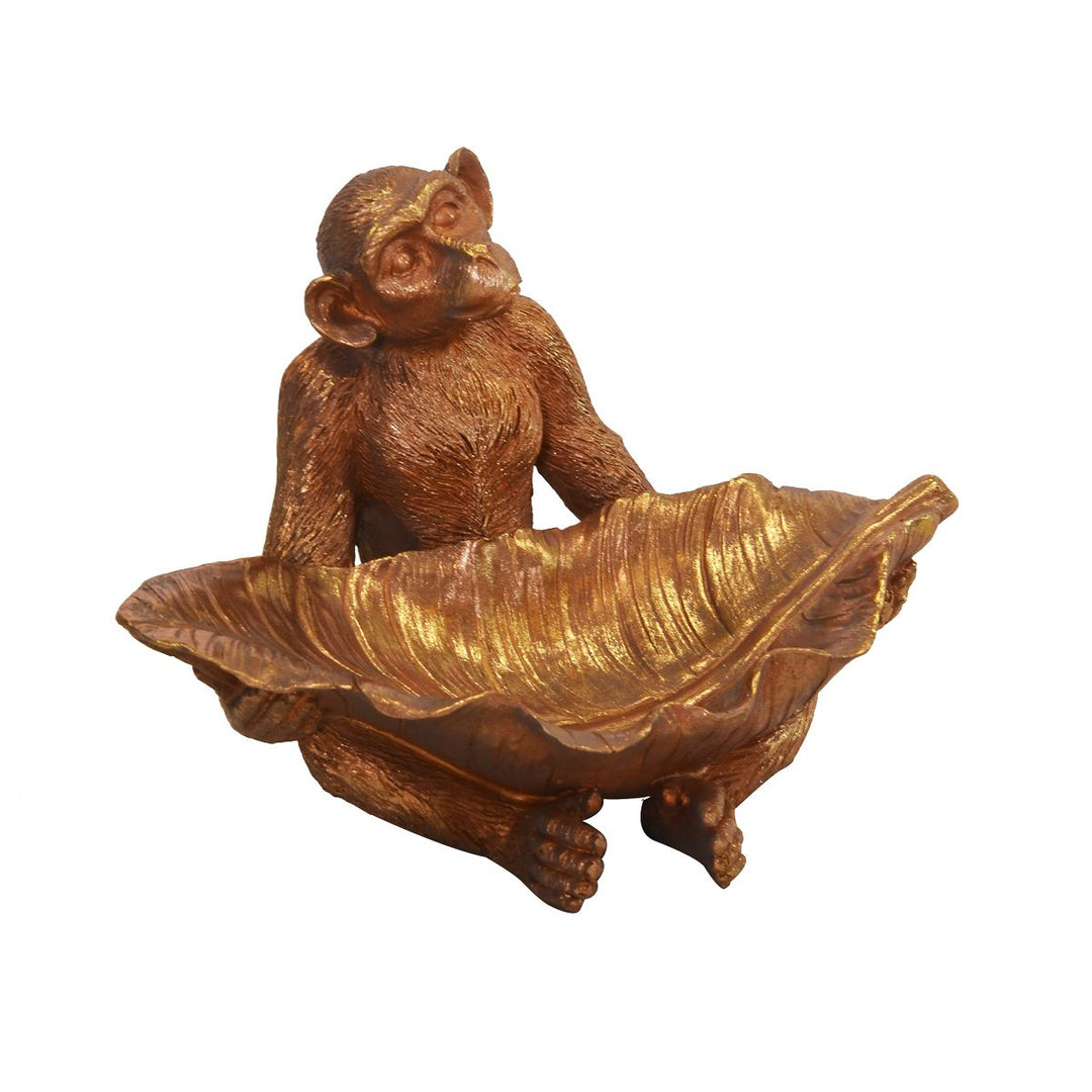 Monkey Décor Holding Leaf Bowl