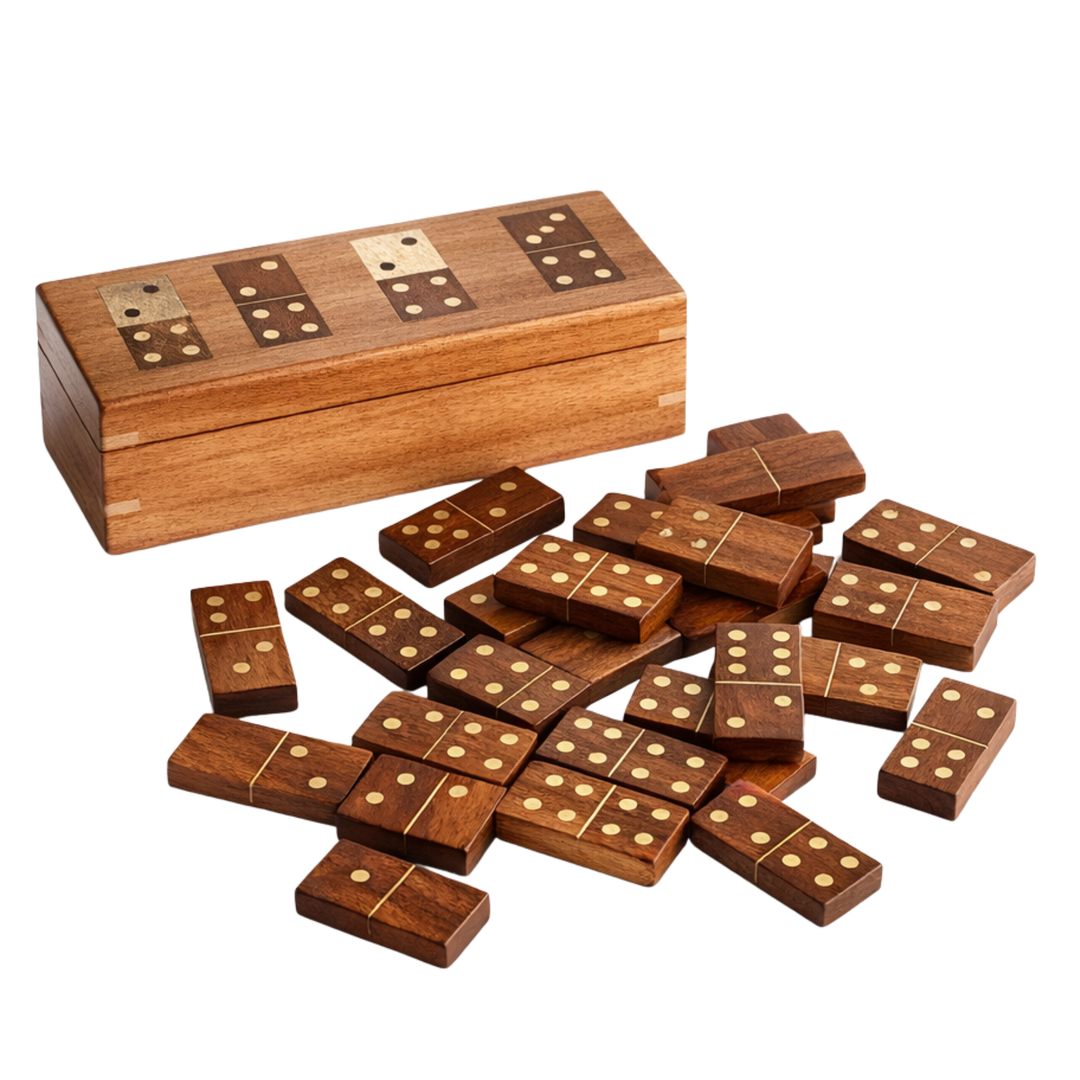 Games - Wooden Box with Dominoes