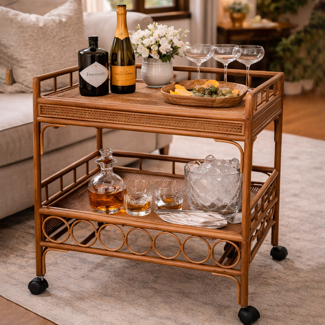 Rattan Drinks Trolley