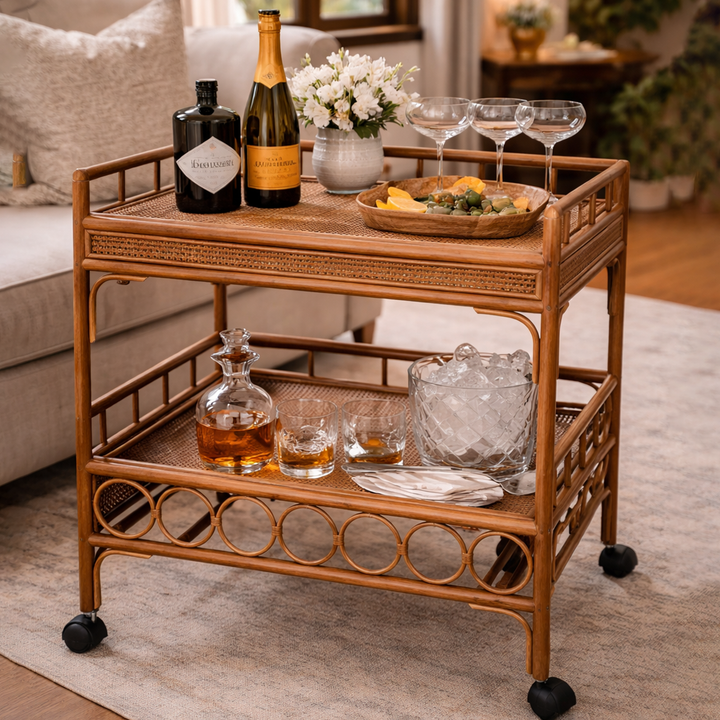 Rattan Drinks Trolley