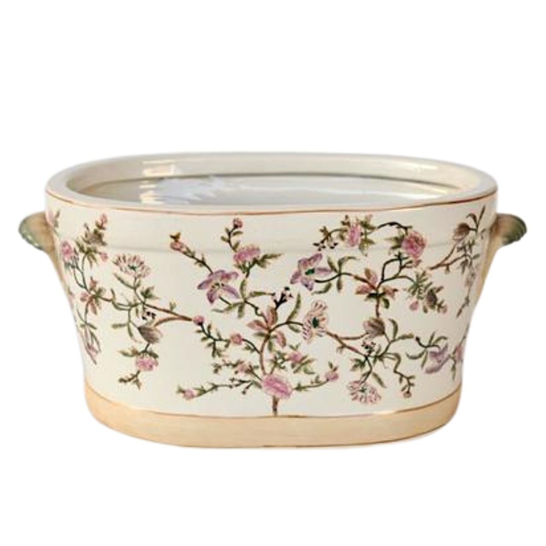 Ceramic Footbath Delicate Pink Flower (41cmL)