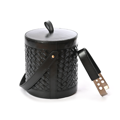 Ice Bucket Leather with Tong – Plaited
