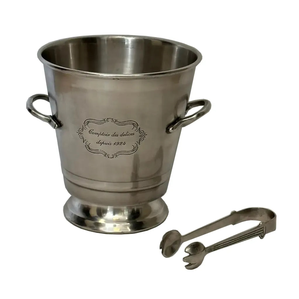 Vintage Antique Pewter Ice Bucket
