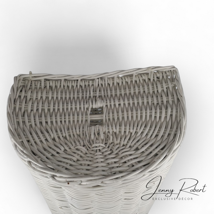 Rattan Thick Half Round Laundry Basket Grey
