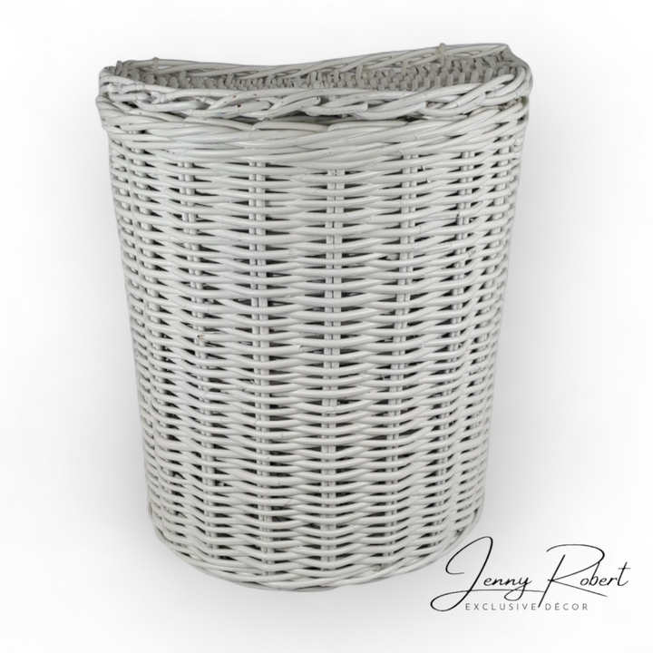 Rattan Thick Half Round Laundry Basket Grey