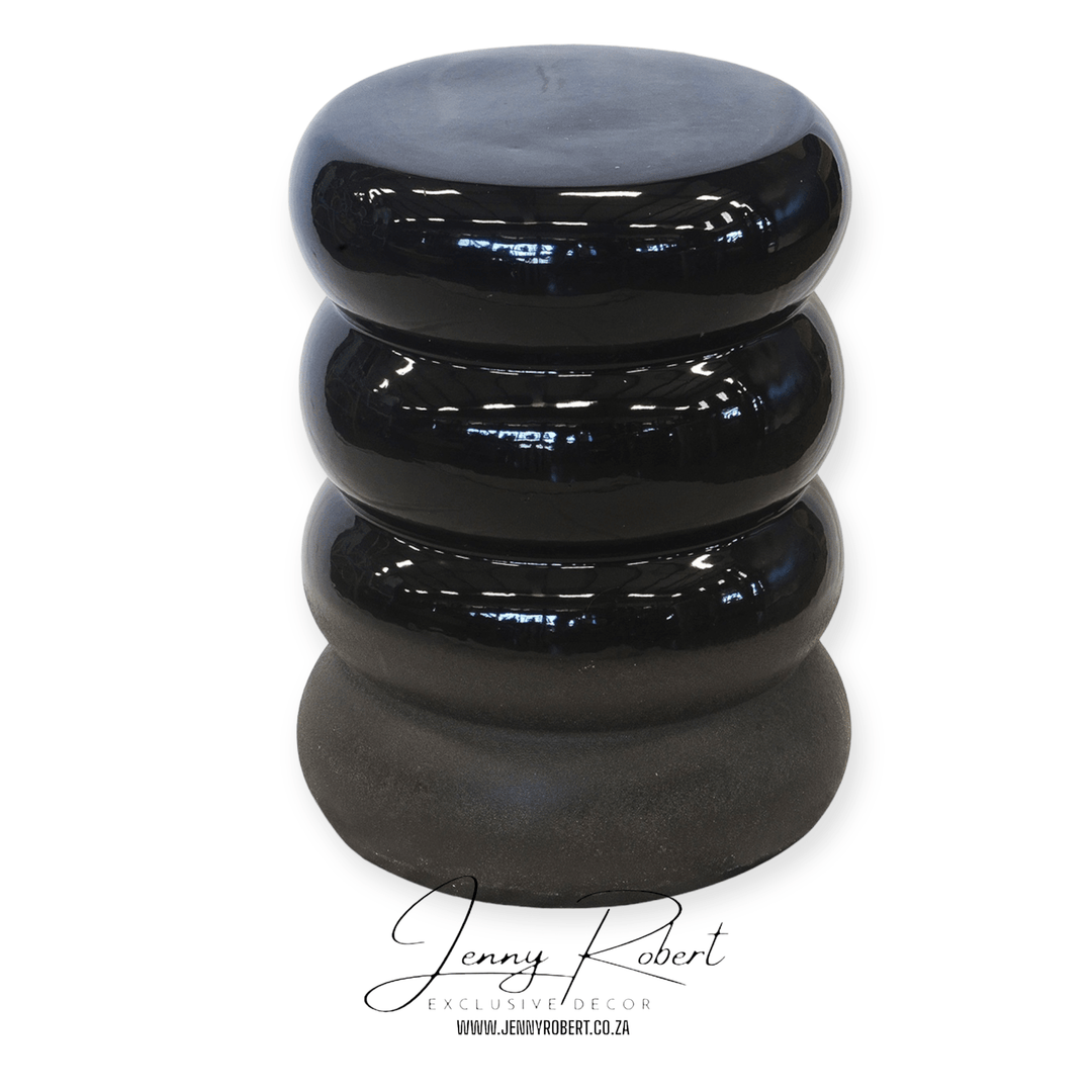 Stool Ceramic Obsidian Black | White