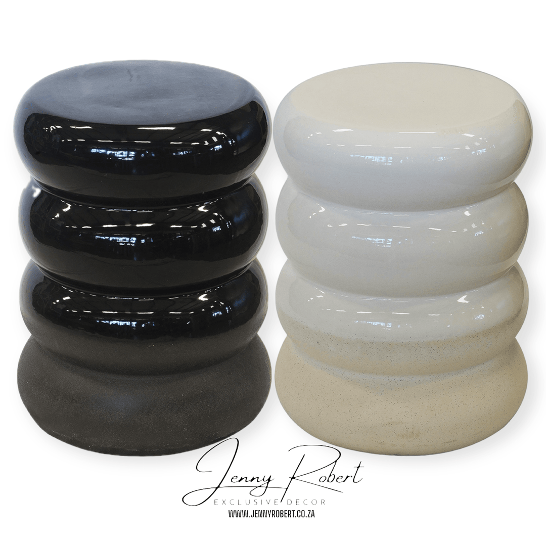Stool Ceramic Obsidian Black | White