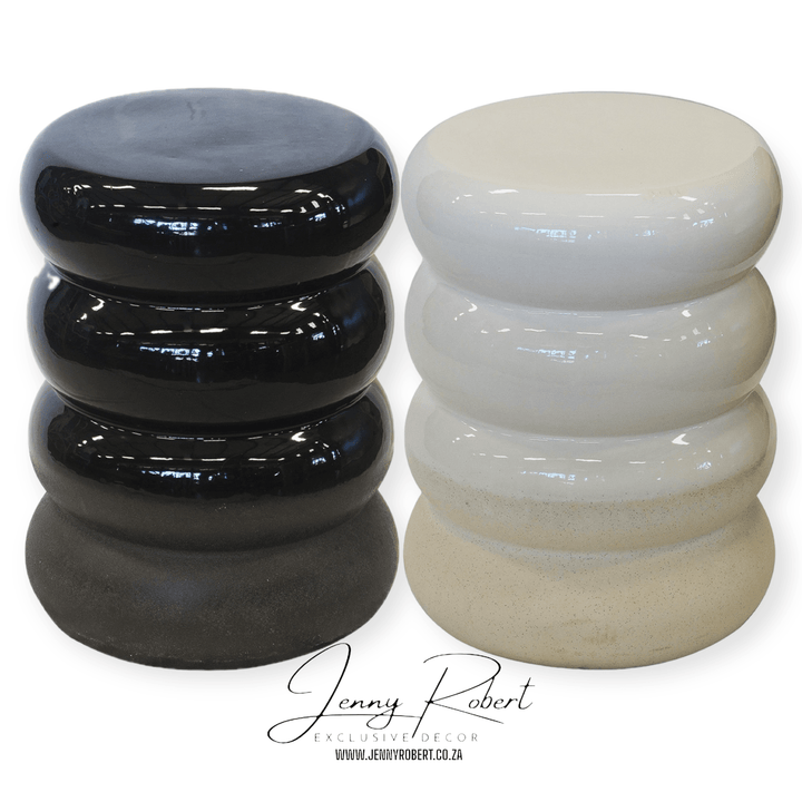 Stool Ceramic Obsidian Black | White