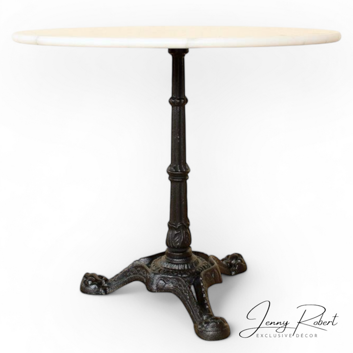 Table - Marble Bistro Table with Cast iron Legs