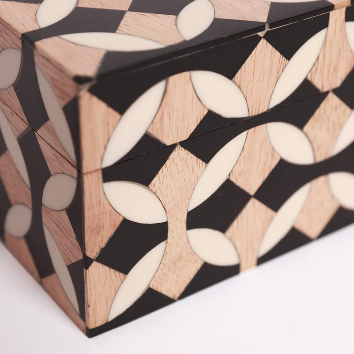 Box Mango Wood and Resin with Geometric Pattern