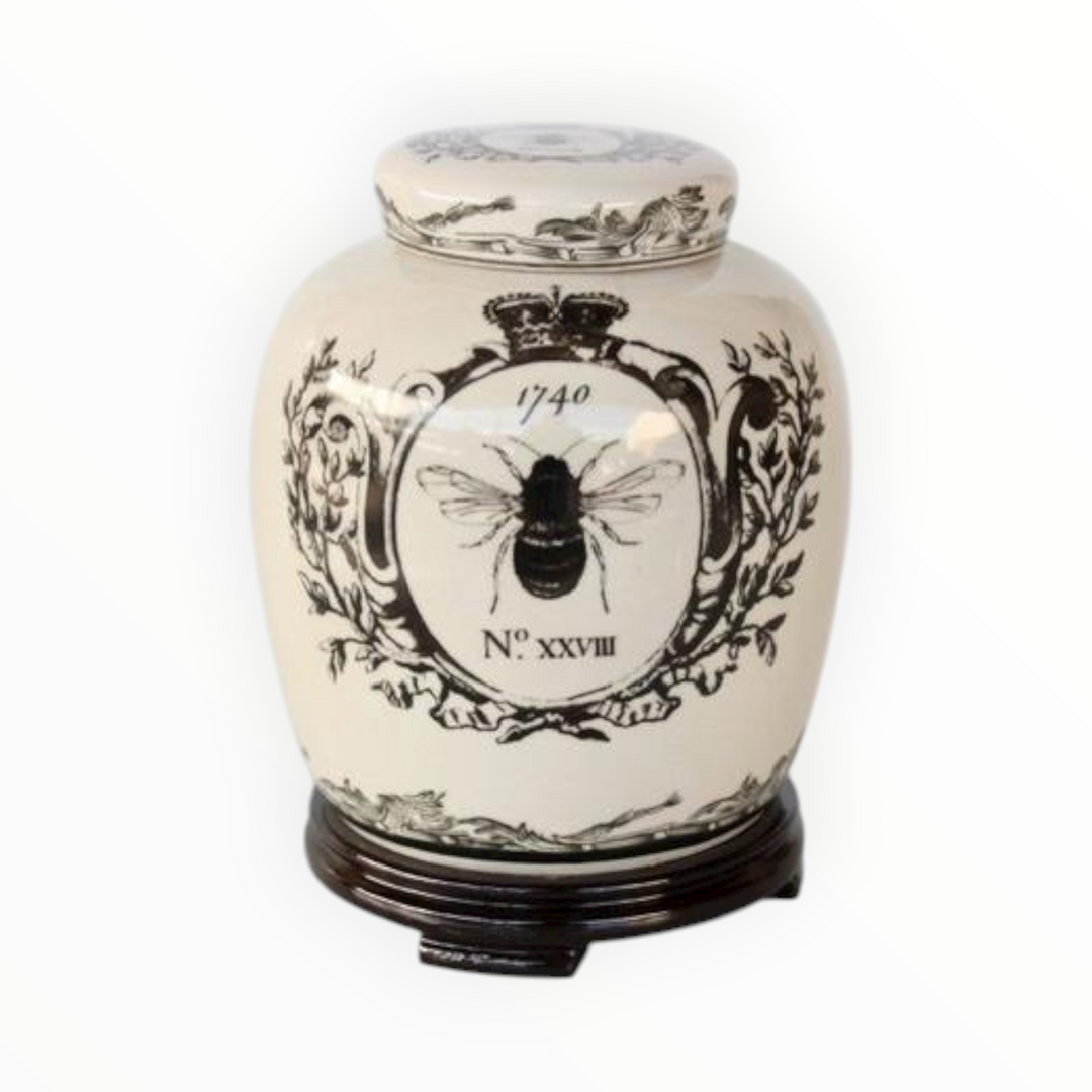 Jar Ceramic Bee on Stand