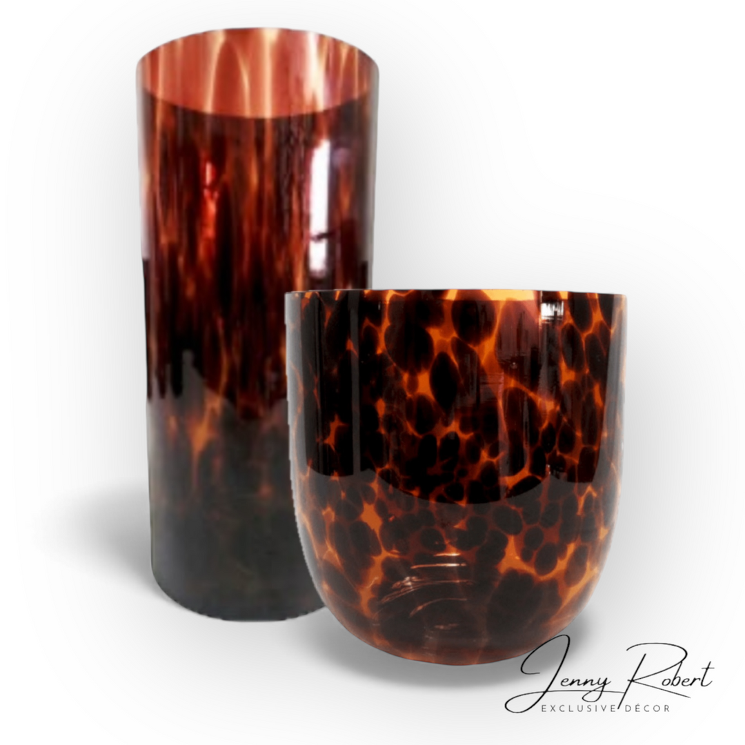 Tortoiseshell Glass Planter / Candle Holder