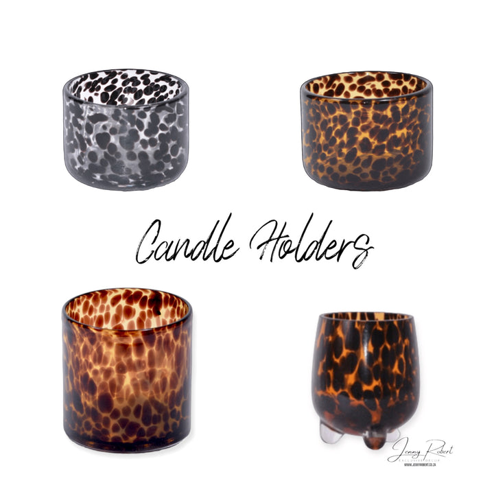 Tortoiseshell T-Light Glass Candle Holders (VARIOUS)
