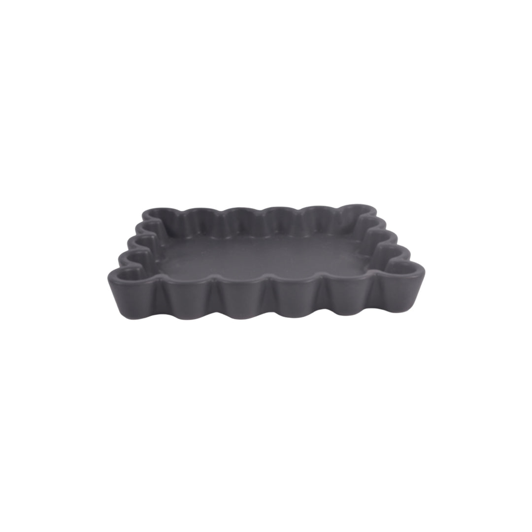 Tray Ceramic Scalloped (Black)