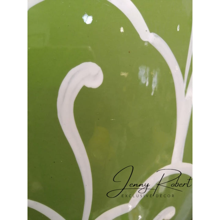 Lamp Ceramic Lime Green and White with Shade (60cm)