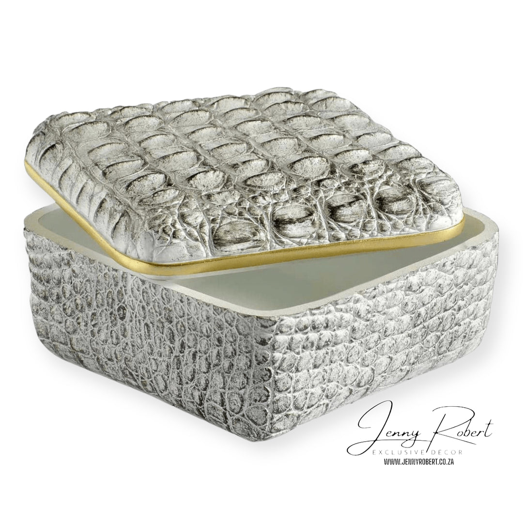 Crocodile Patterned White Decorative Box (SALE)