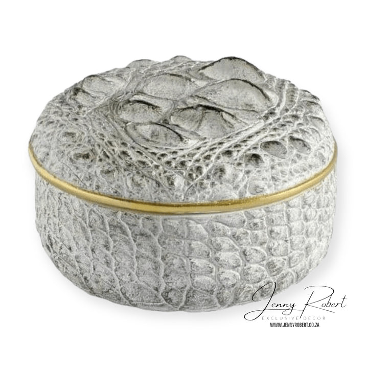 Crocodile Patterned White Decorative Box (SALE)