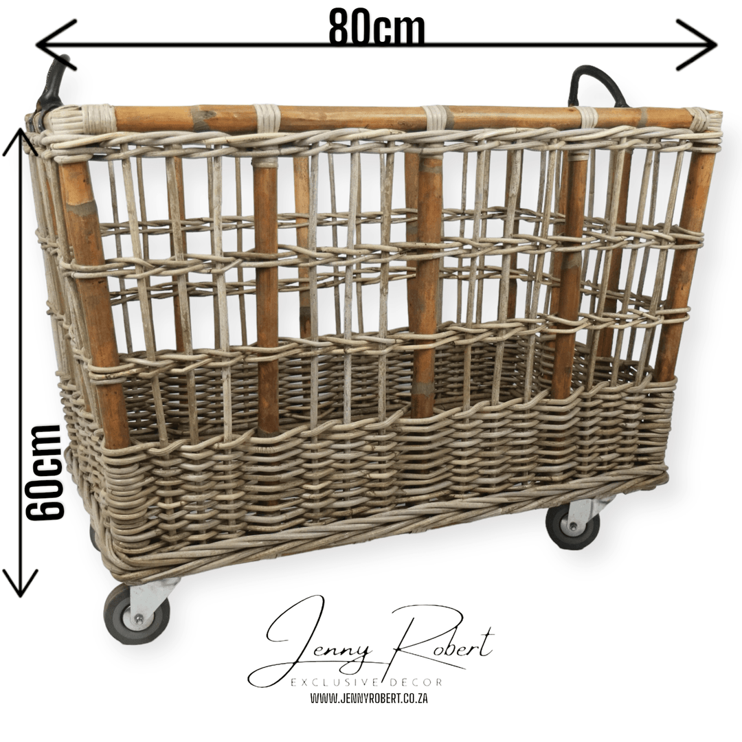 Rattan Thick Laundry / Towel Trolley on Wheels