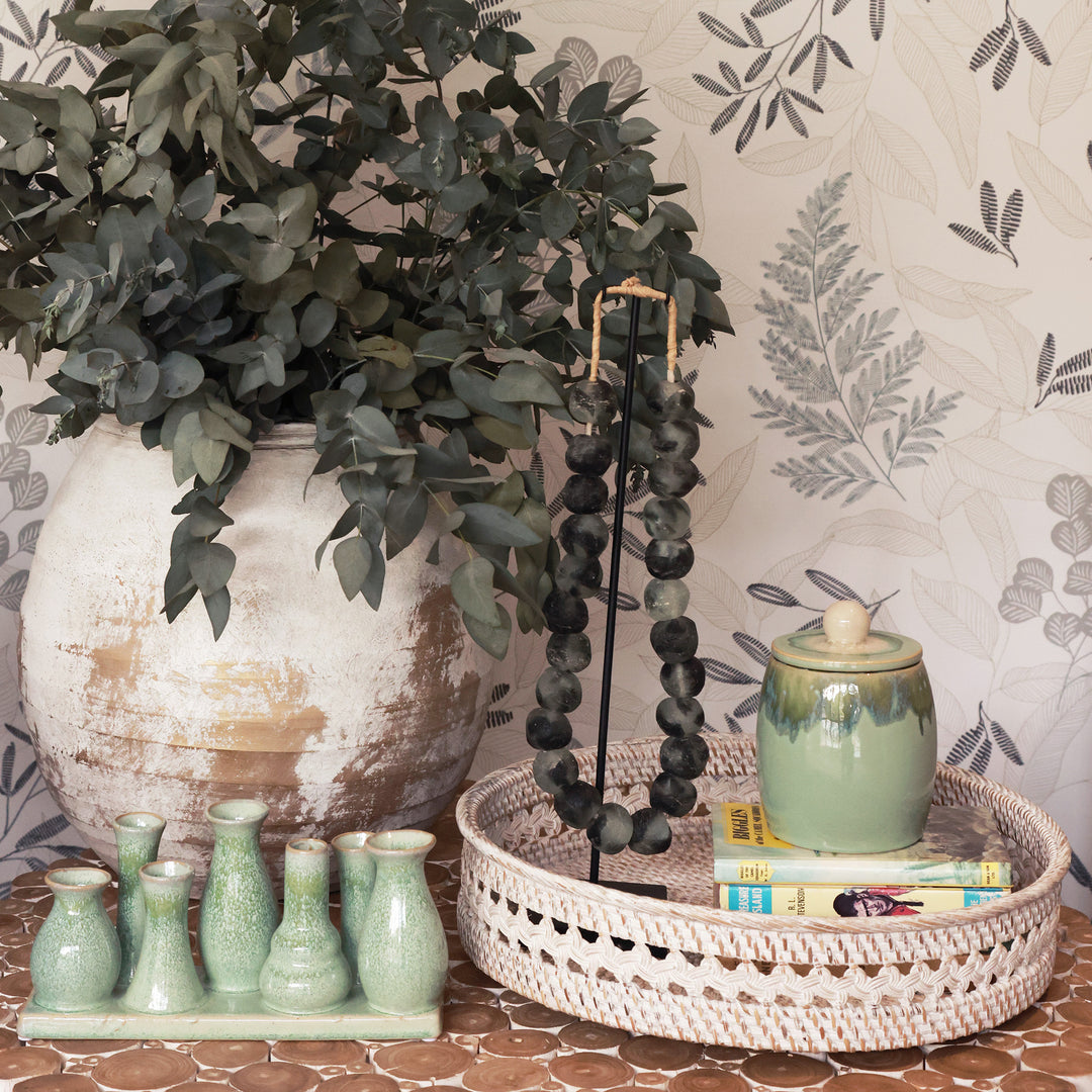 Candle - Variegated jade ceramic jar with lid