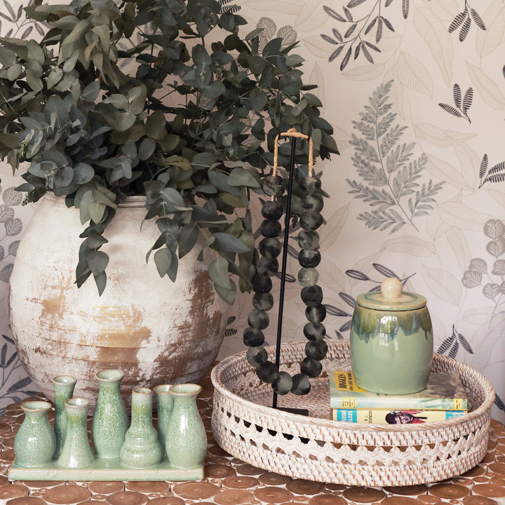 Candle - Variegated jade ceramic jar with lid